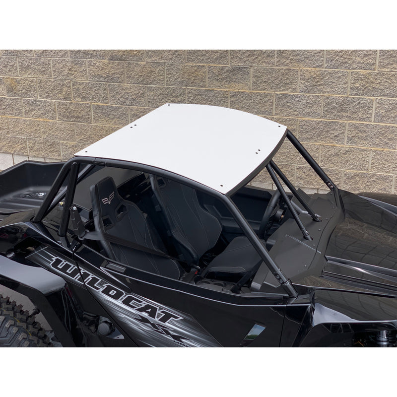 top side view installed aluminum white roof moto armor wild cat