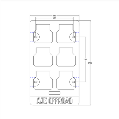AJK Offroad 0.5 Milwaukee Packout Plate Dimensions Diagram