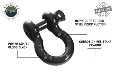 Overland Vehicle Systems Black 3/4" D Ring Shackle 4.75 Ton