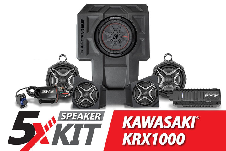 2020 - 2023 Kawasaki KRX1000 2 - Seater Phase X 5 - Speaker SSV Works Audio - Kit - Rugged Terrain
