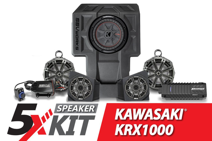 2020 - 2023 Kawasaki KRX1000 2 - Seater Phase X 5 - Speaker Kicker Audio - Kit - Rugged Terrain
