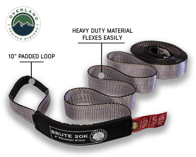 Overland Vehicle Systems Recovery Tow Strap 2" x 30' 20,000 lb.