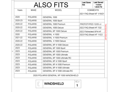 Trail Armor Full Windshield | 2020-22 Polaris General 1000 / XP 1000 (Vehicle Fitments)