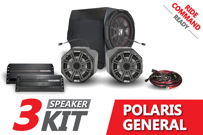 2016-2020 Polaris General Kicker 3-Speaker Plug-&-Play System for Ride Command