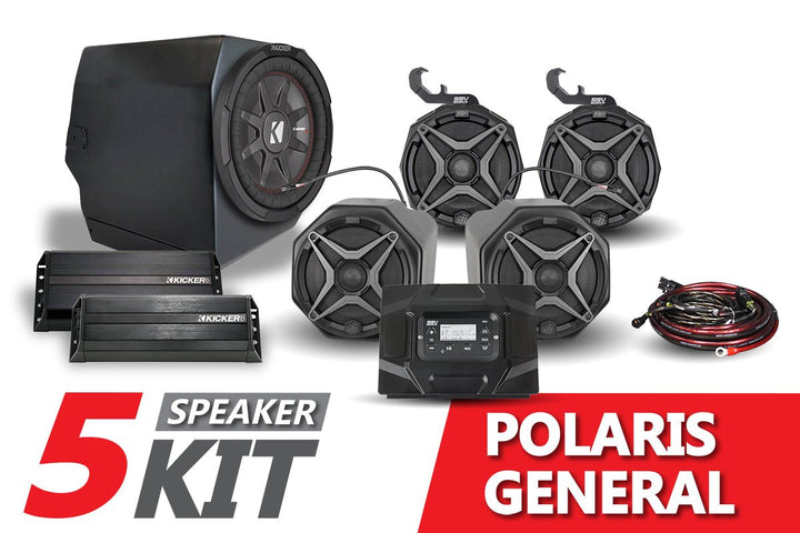 2016 - 2022 Polaris General Complete SSV Works 5 - Speaker Plug - & - Play System - Rugged Terrain