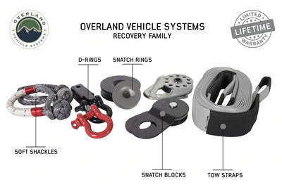 Overland Vehicle Systems Recovery Family 3/4" D Ring Shackle, Soft Shackle, Snatch Ring, Snatch Block, Tow Strap