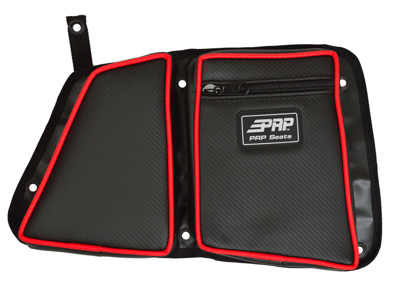 PRP Door Bag w/Knee Pad for stock Rear Passenger Door Black w/Red Piping- RZR XP 1000/XP Turbo/XP Turbo S/S4 900