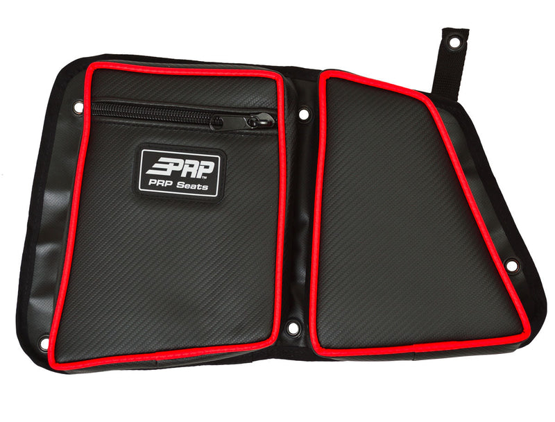 PRP Door Bag w/Knee Pad for stock Rear Drivers Door Black w/Red Piping - RZR XP 1000/XP Turbo/XP Turbo S/S4 900