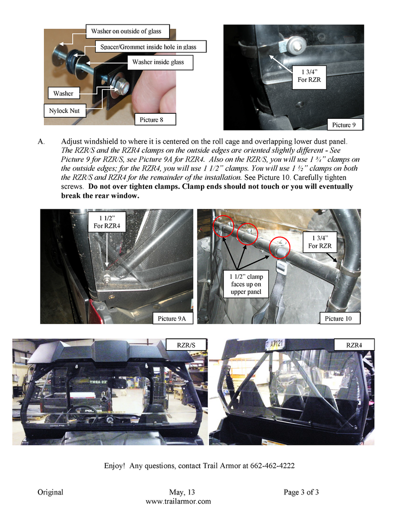 Trail Armor Rear Window Dust Shield Kit | 2010-14 Polaris RZR 4 800 (Installation Instruction)