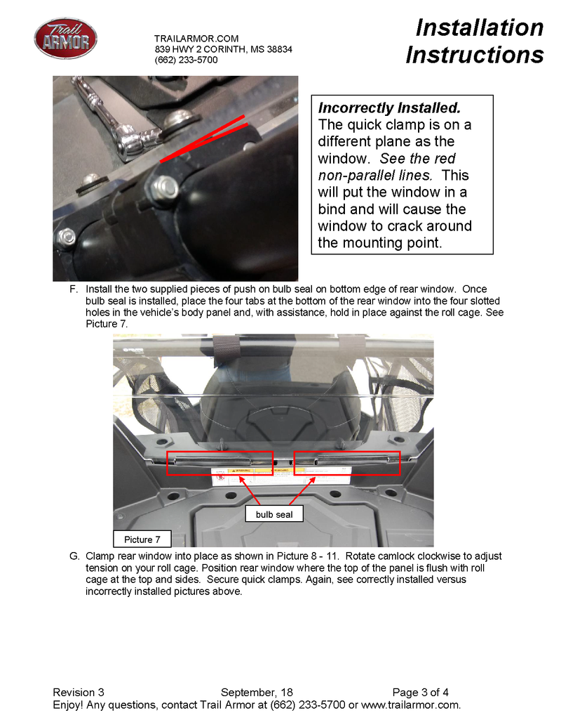 Trail Armor Window Dust Shield | 2014-16  Polaris Sportsman ACE 325 \ Rear 570 (Installation Instructions)