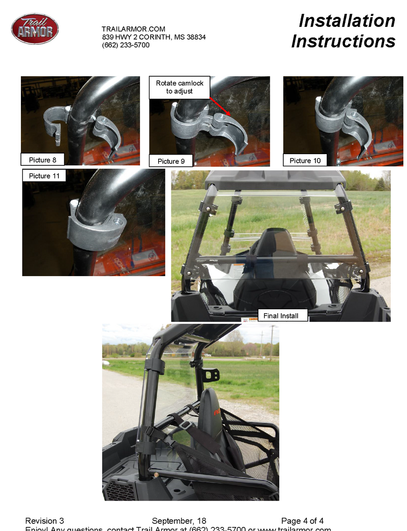Trail Armor Window Dust Shield | 2014-16  Polaris Sportsman ACE 325 \ 570 Rear (Installation  Instruction)