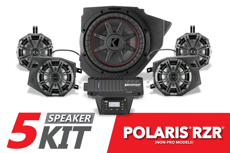 2014-2023 Polaris RZR Complete Kicker 5-Speaker Plug-&-Play Kit