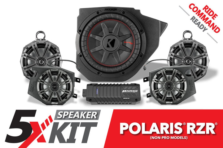 2014 - 2023 Polaris RZR Phase X Kicker 5 - Speaker Plug - & - Play System for Ride Command - Rugged Terrain