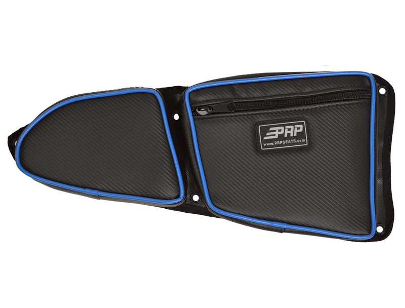 PRP Door Bag w/Knee Pad for stock Passenger Door Black w/Blue Piping - RZR XP 1000/XP Turbo/XP Turbo S/900 XC/S 900/1000 Trail