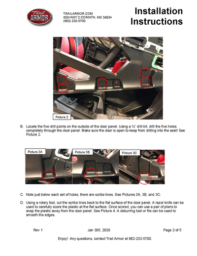 Trail Armor Lower Door Insert Kit | 2019-21 Honda Talon 1000(Installation Instruction)