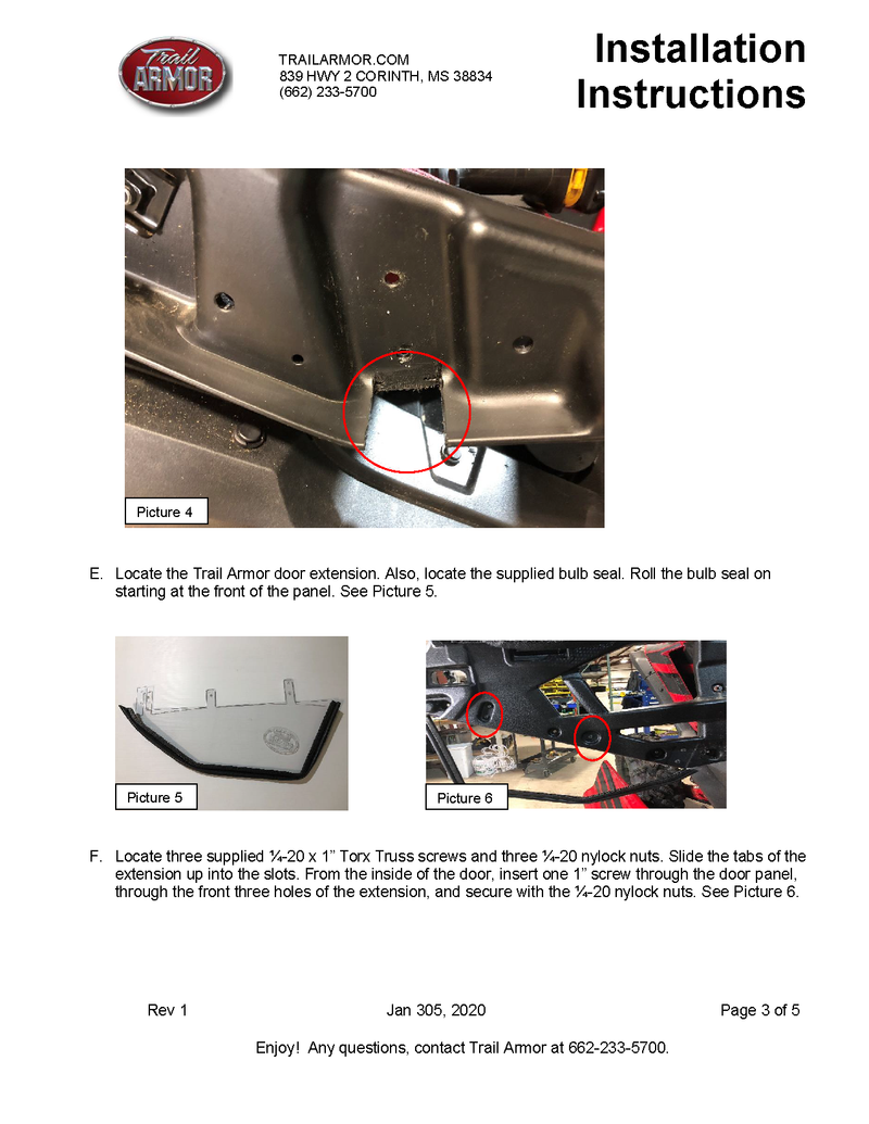Trail Armor Lower Door Insert Kit | 2019-21 Honda Talon 1000(Installation Instruction)