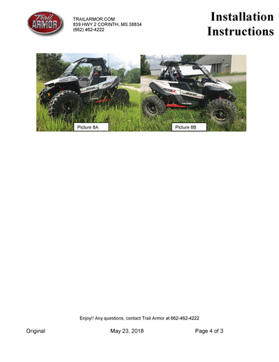 Trail Armor Upper Door Insert Kit | 2018 - 2020 Rzr RS1  (Installation Instructions)