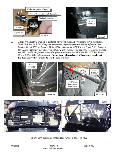 Trail Armor Rear Window Dust Shield Kit | 2009-17 RZR 800 \ RZR S 570 Model (Installation Instructions)