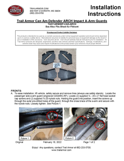 Trail Armor iMpact A-Arm Guards | 2020+ Can Am Defender HD10
