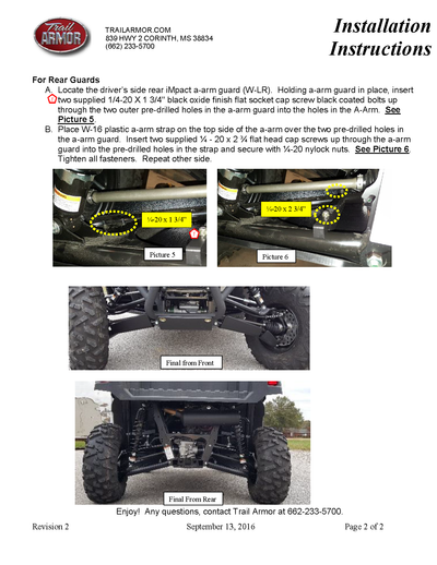 Trail Armor iMpact A-Arm CV Front and Rear Boot Guards | 2016-17 Yamaha Wolverine (Installation Instruction)