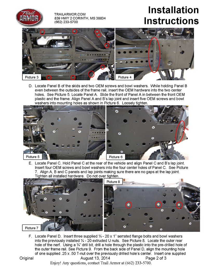Trail Armor Skid Plates | 2011-14 Can-Am Commander 800 /DPS /XT/ 1000  (Installation Instruction)