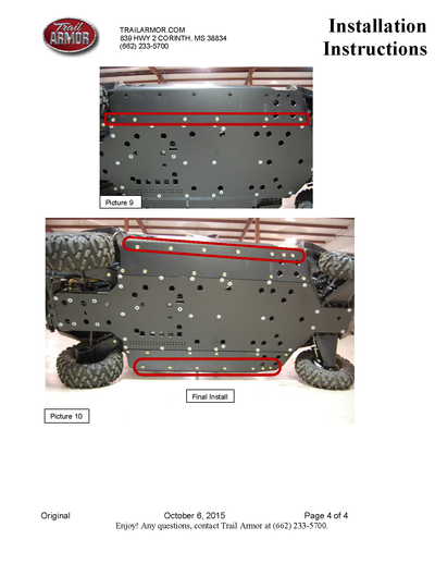 Trail Armor Skid Plates | 2014-20 Can-Am Commander Max XT (Installation Instruction)