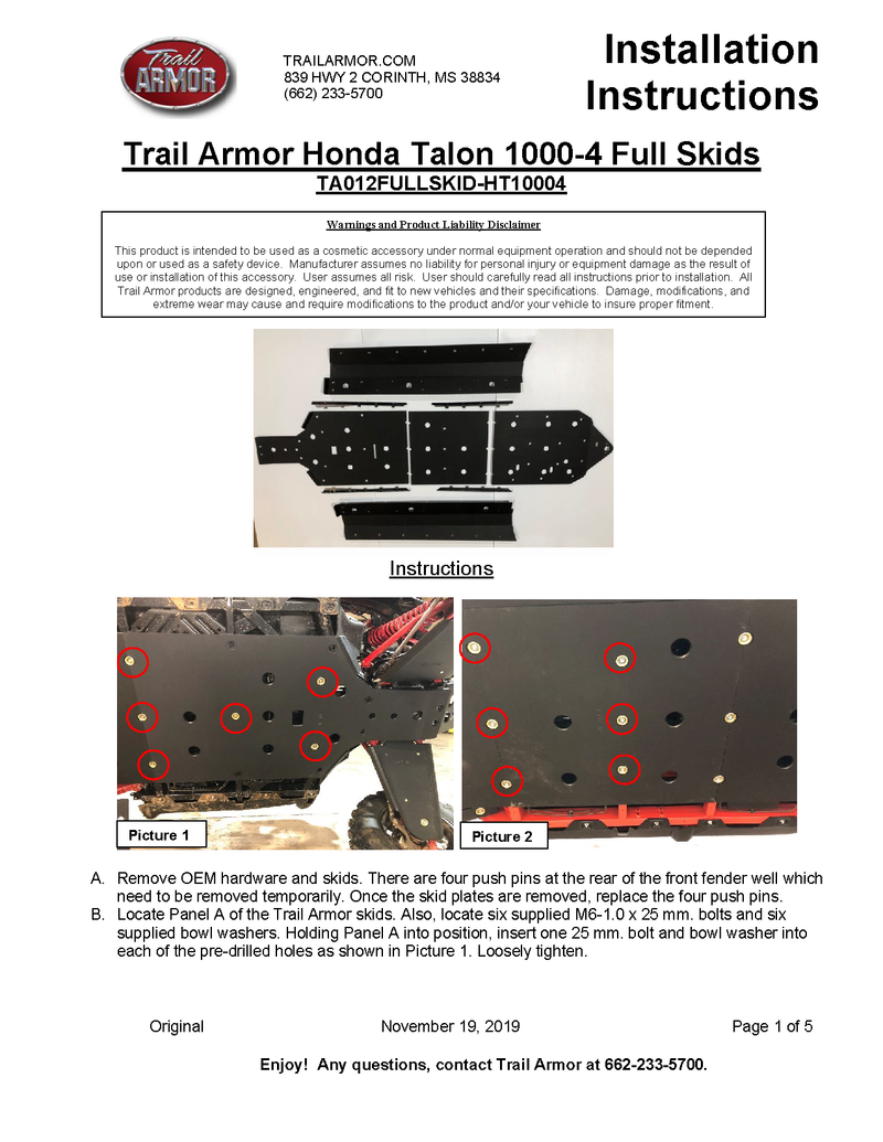 Trail Armor Full Skid Plate | Honda Talon 1000X-4