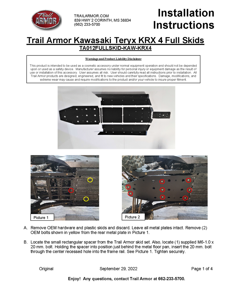 Trail Armor Full Skid Plate | Kawasaki KRX 4 1000