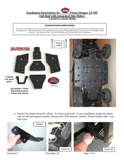 Trail Armor Full skid plate  | 2013-19 Polaris Ranger XP Model (Installation Instruction)