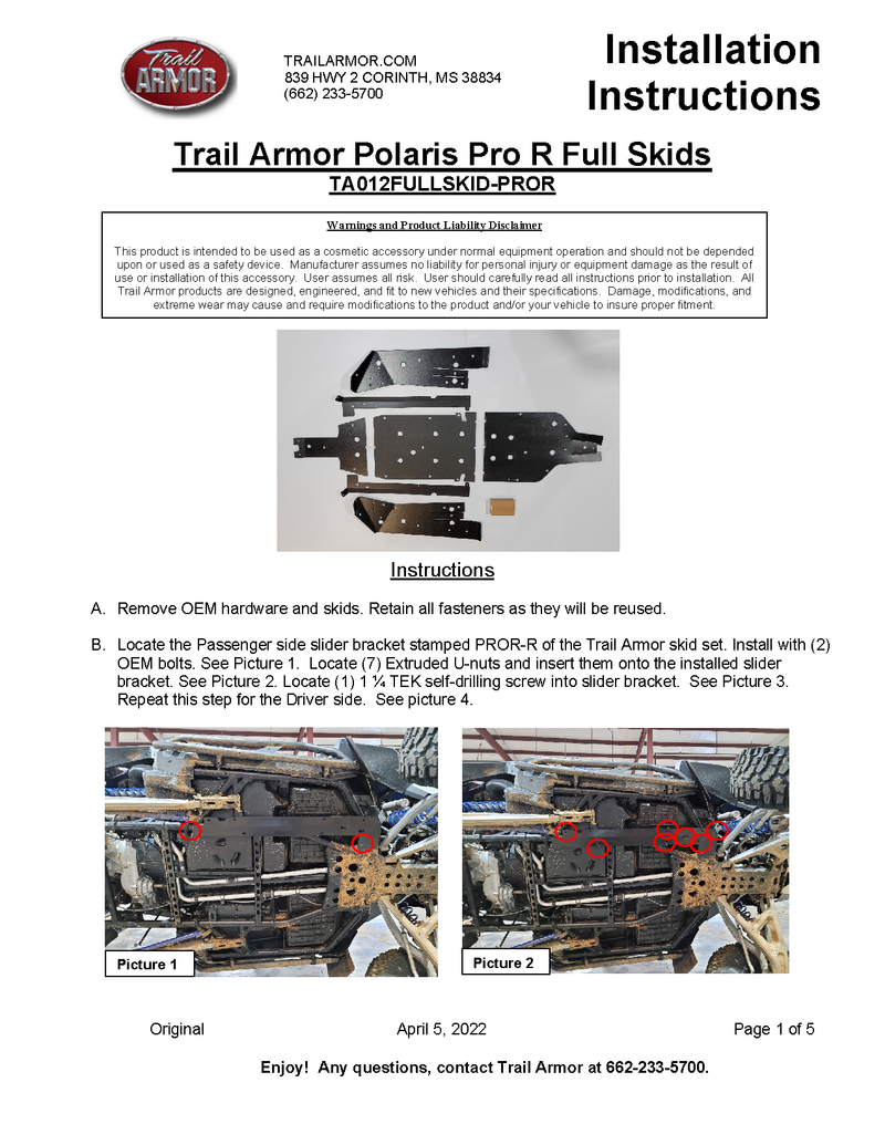 Trail Armor Skid Plate | Polaris RZR Pro R