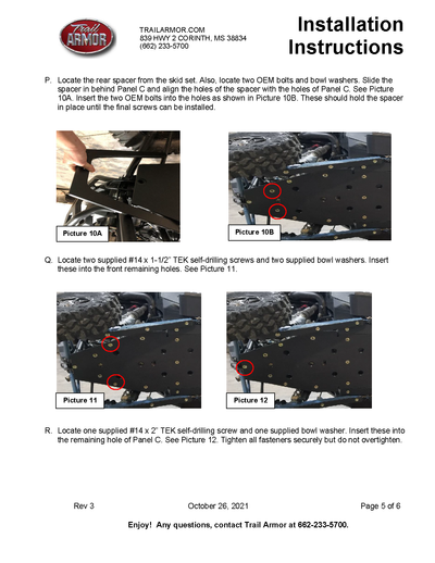 Trail Armor Full Skids with Slider Nerfs or Nerfs for Extreme Kick Out Steel Sliders | 2020-22 RZR XP Pro (Installation Instruction)