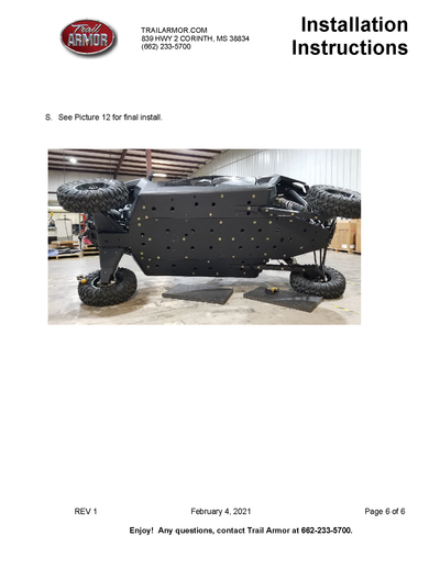 Trail Armor Full Skid Plate | 2020-22 Polaris RZR Pro XP 4 (Installation Instructions)