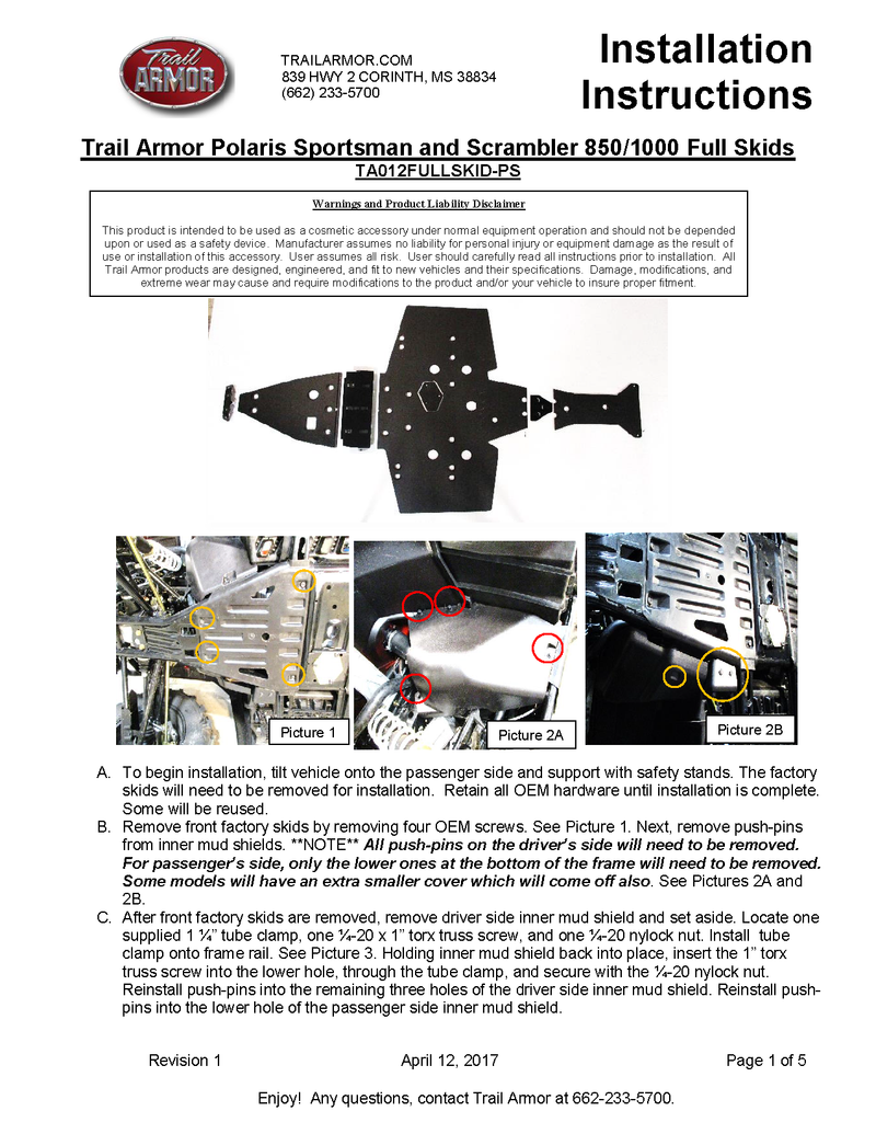 Trail Armor High Lifter Full Skid | 2014-23 Sportsman / Scrambler 850 / 1000 XP