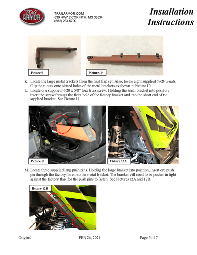 Trail Armor Mud Flap Fender Flare Extensions | 2019+ Honda Talon