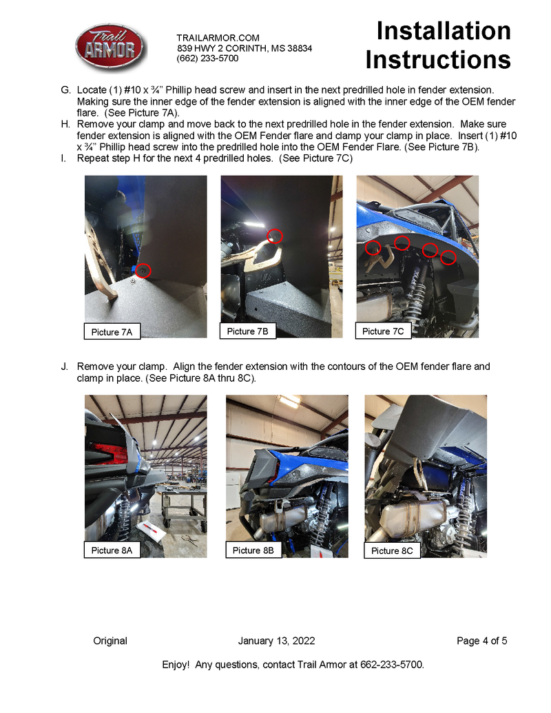 Trail Armor Kawasaki Mud Flap Fender Extensions | 2020-23 Teryx KRX 1000 (Installations Instructions)