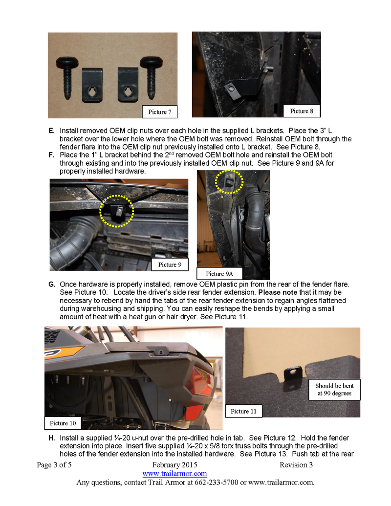 Trail Armor Mud Flap Fender Extensions | 2014-18 XP 1000 / XP Turbo (Installation Instruction)