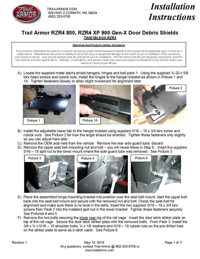 Trail Armor GenX Doors Success | 2014 Polaris RZR4 800 / RZR4 XP 900(Installation Instruction)