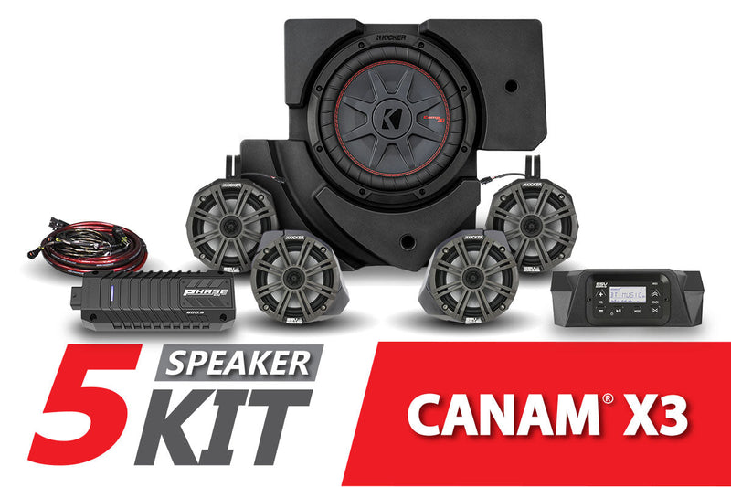 2017-2023 CanAm X3 Complete Kicker 5-Speaker Plug-and-Play System