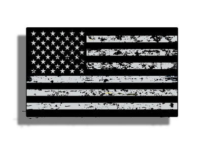 Black Ops Distressed American Flag Black & White Sticker