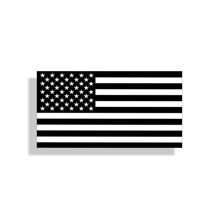 American Flag Black & White Sticker - Rugged Terrain